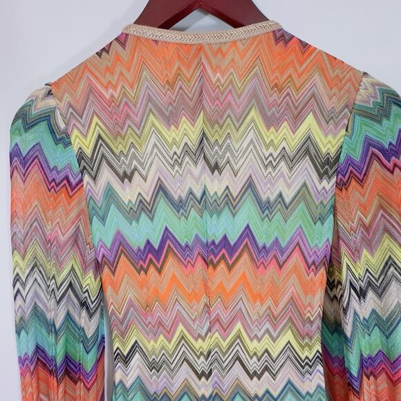 Missoni Italy Multicolor Zigzag Knit Long Sleeve Dress Rayon Silk Lined Small - Picture 12 of 16
